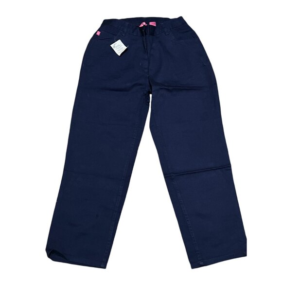 Woman Within NWT Perfect Relaxed Elastic Waist Cotton Jean Sz 12 Wide Petite Nav - Picture 3 of 8